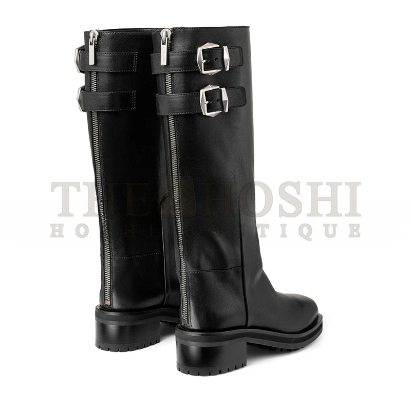 J1m*y Ch00 BROOKLYN KNEE BOOT 50 BLACK LEATHER KNEE-HIGH BOOTS BROOKLYNKB50WLZ Master Quality